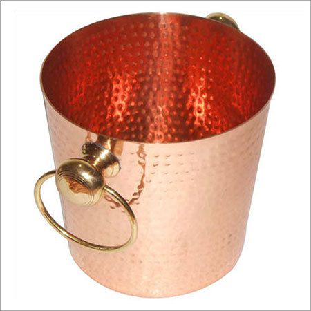Copper Hammered Bucket with ring handle