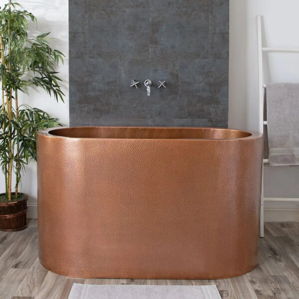 Japanese Soaking Style Antique Finish Copper Bathtub