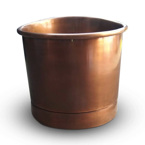 39-Inch Round Japanese Soaking Style Antique Finish Copper Bathtub