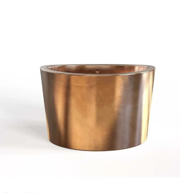 Oval Japanese Soaking Style Antique Finish Copper Bathtub