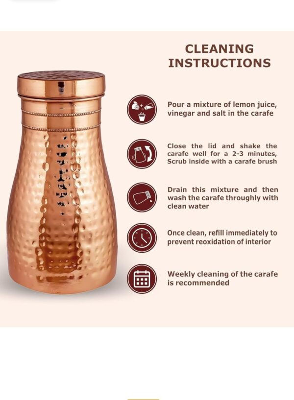Pure Copper Handmade Hammered Copper Carafe Pitcher