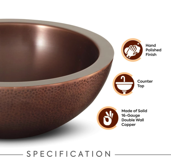 Hand Hammered Pure Copper Sinks Basin