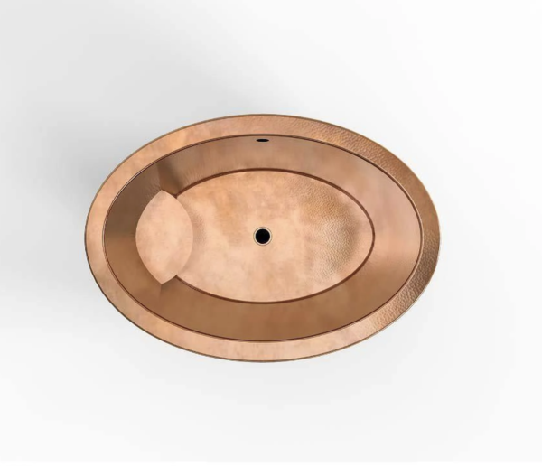 Oval Japanese Soaking Style Antique Finish Copper Bathtub