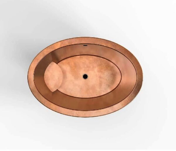 Oval Japanese Soaking Style Antique Finish Copper Bathtub