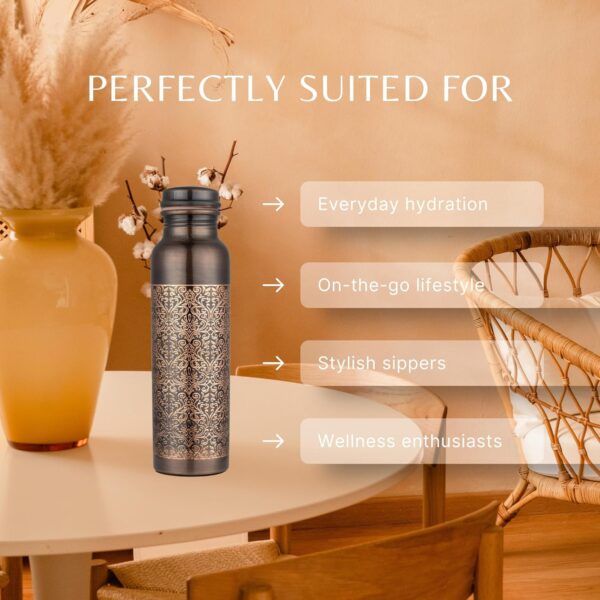 Etching Design 100% Pure Copper Water Bottle for Drinking Water,1000 ml