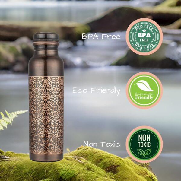 Etching Design 100% Pure Copper Water Bottle for Drinking Water,1000 ml