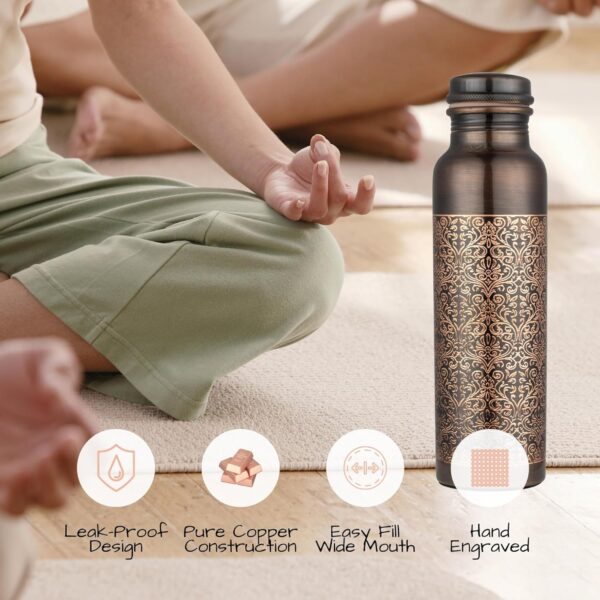 Etching Design 100% Pure Copper Water Bottle for Drinking Water,1000 ml