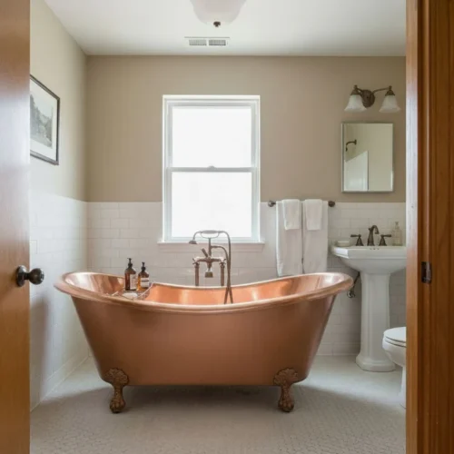 Clawfoot Copper Bathtub Hammered Polished Copper Finish