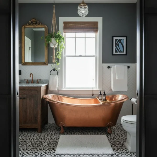 Clawfoot Copper Bathtub Hammered Polished Copper Finish