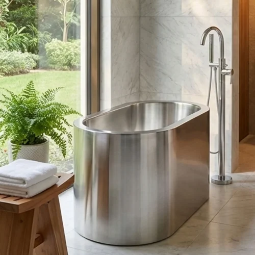 Japanese Soaking Style Stainless Steel Bathtub