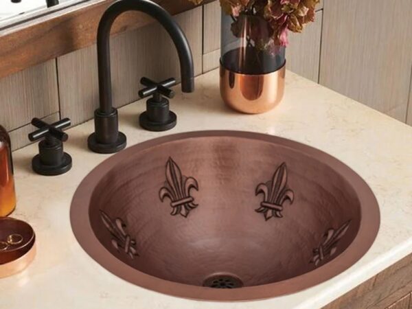 Bathrooms Hand Hammered Pure Copper Vanity Sink for Countertop with design