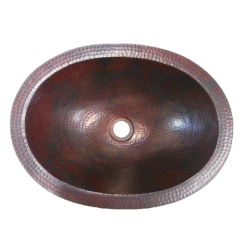 Oval Bathrooms Hand Hammered Pure Copper Vanity Sink for Countertop