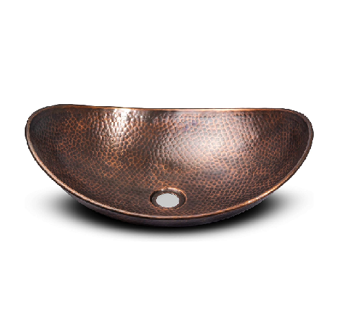 Oval Bathrooms Hand Hammered Pure Copper Vanity Sink for Countertop