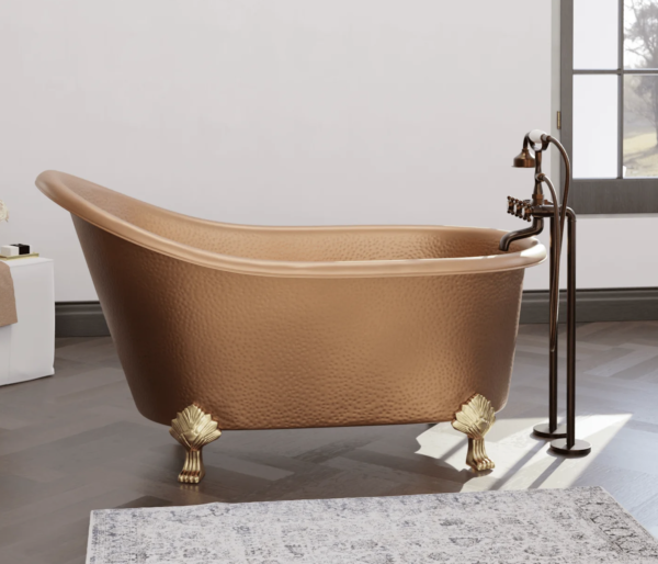 Clawfoot Copper Bathtub Hammered Polished Copper Finish