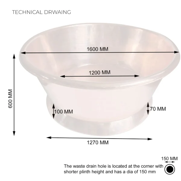 Round Copper Bathtub Shining Copper Finish