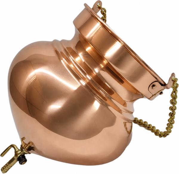 Pure Copper Shirodhara Pot Ayurvedic Equipment with Control Valve and Brass Chain