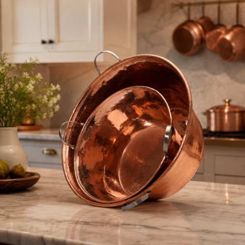 Hammered Copper Jam Pan With Stainless Steel Handle