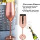 3 Copper Plated Stainless Steel Wine/Flutes Glasses