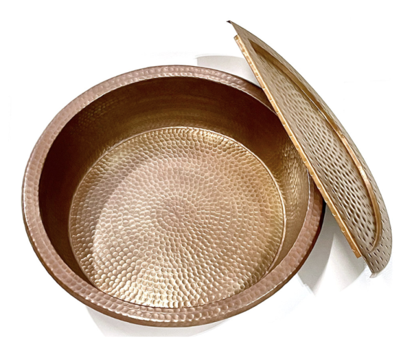Hammered Copper Pedicure Bowl with Foot Rest