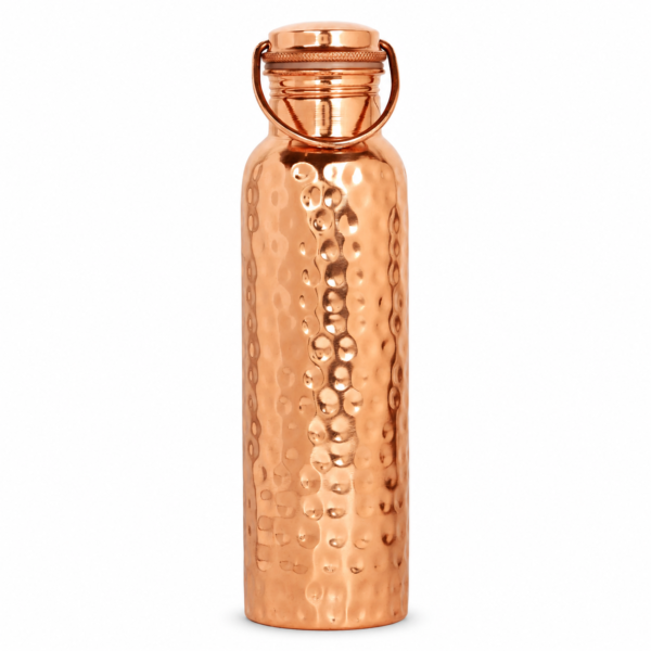 Pure Copper Water Bottle, Handmade Copper drink ware with handle cap