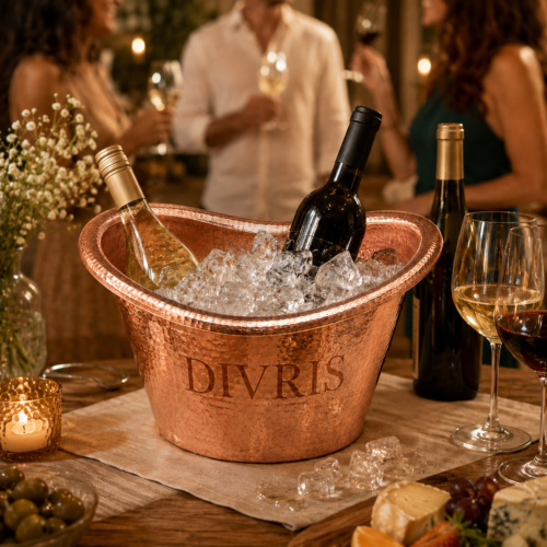Copper Hammered Oval Bucket