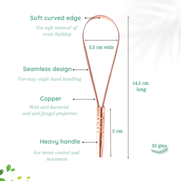 Pure Copper Tongue Scraper Single Hand