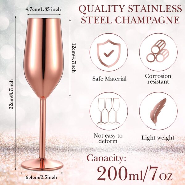 4 Copper Plated Stainless Steel Wine/Flutes Glasses