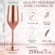4 Copper Plated Stainless Steel Wine/Flutes Glasses