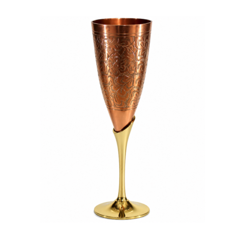 Engraved Brass Goblets Champagne Glasses Flutes Coupes Wine Glass Set (Copper Plated)