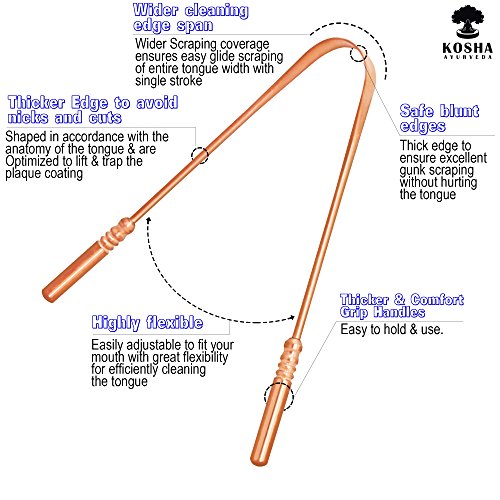 Pure Copper Tongue Scraper with Solid Handle