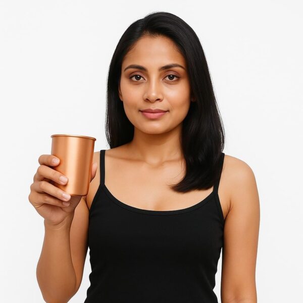 Hand Crafted Copper Tumbler | Pure Copper Water Mug | 300 Ml Water Hold for Ayurvedic Health Benefits