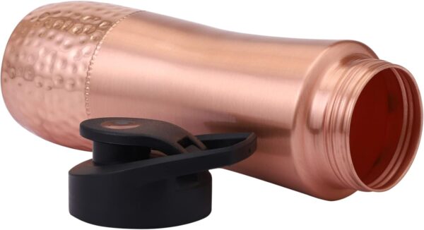 Copper Water Bottle, Hand Hammered Ayurvedic Flip Sipper, Leakproof 1000ML