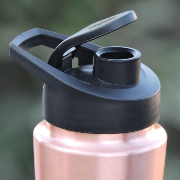 Copper Water Bottle, Hand Hammered Ayurvedic Flip Sipper, Leakproof 1000ML