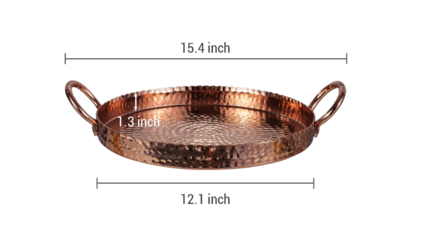 Copper Round Display Tray with Handcrafted Hammered Design