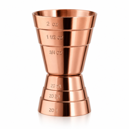 Double Sided Peg Maker | Copper Jigger I Multi-Level Cup I Cocktail Jigger | Multiple Capacities Marked one Tool