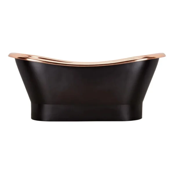 Straight Base Copper Bathtub Nickel Inside Black Outside