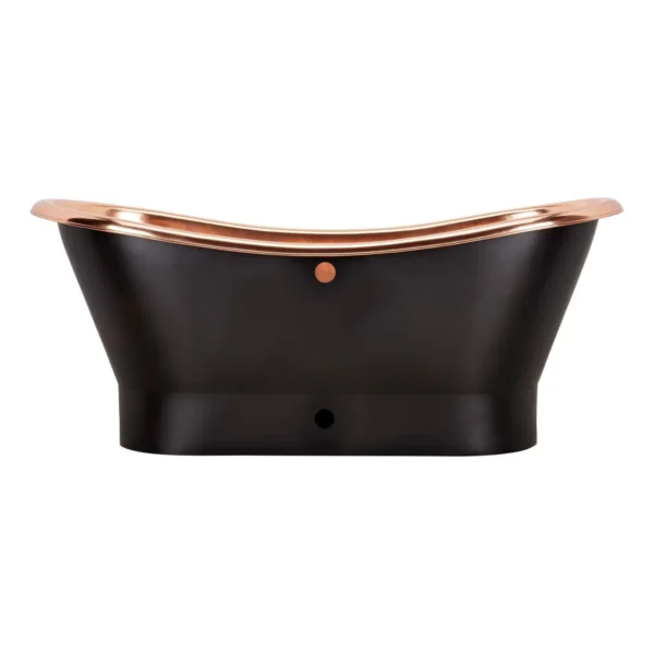 Straight Base Copper Bathtub Nickel Inside Black Outside