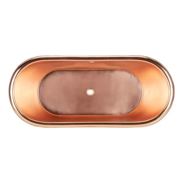 Straight Base Copper Bathtub Nickel Inside Black Outside