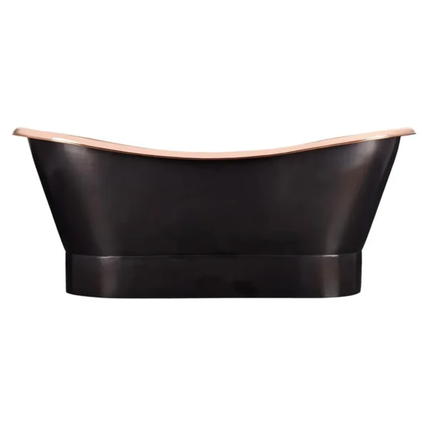 Straight Base Copper Bathtub Nickel Inside Black Outside