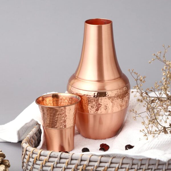 Handmade Pure Copper Water Jug Pitcher Set | Ayurveda Drinkware