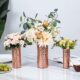 Modern Centerpiece, Decorative Copper Tone Metal Tall Cylinder Flower Vases