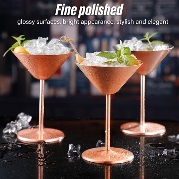 Copper Plated Stainless Steel Martini Glasses