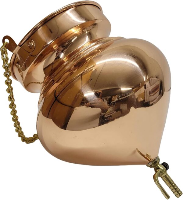 Pure Copper Shirodhara Pot Ayurvedic Equipment with Control Valve and Brass Chain