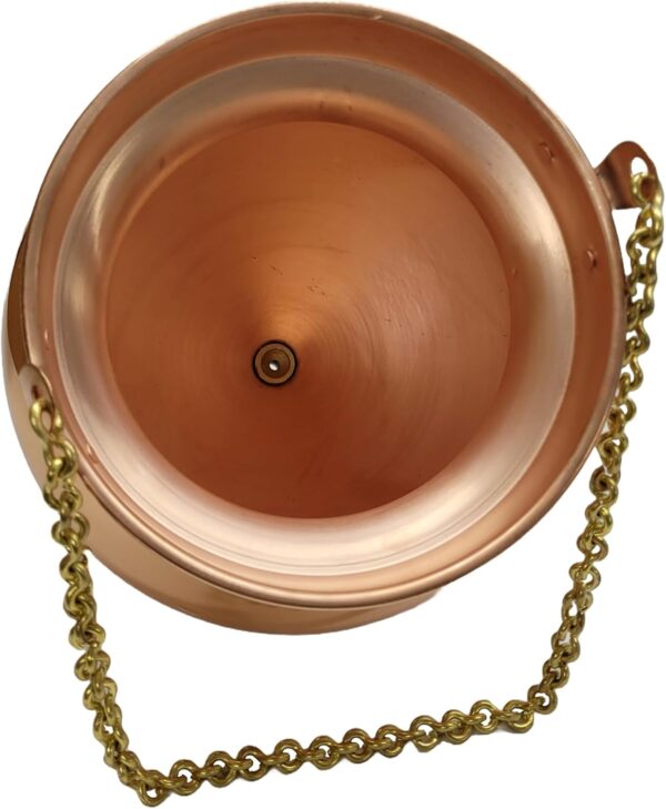Pure Copper Shirodhara Pot Ayurvedic Equipment with Control Valve and Brass Chain