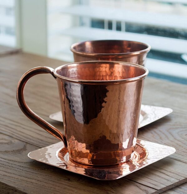 71Wi1t918OL._AC_SL1500_ Square Bottle Coaster, Hand Hammered 100% Pure Copper, 5.5 inch