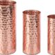Modern Centerpiece, Decorative Copper Tone Metal Tall Cylinder Flower Vases