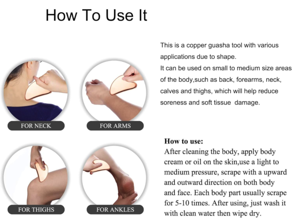 Gua Sha Tool Pure Copper Scraping Facial Massager Guasha Board for Neck and Face
