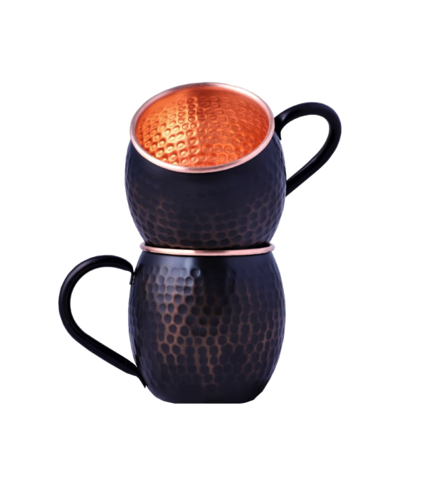 Black Moscow Mule Mugs Pure Copper Cups for Drinking Gifts