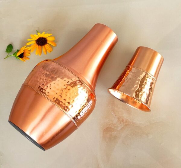 Handmade Pure Copper Water Jug Pitcher Set | Ayurveda Drinkware