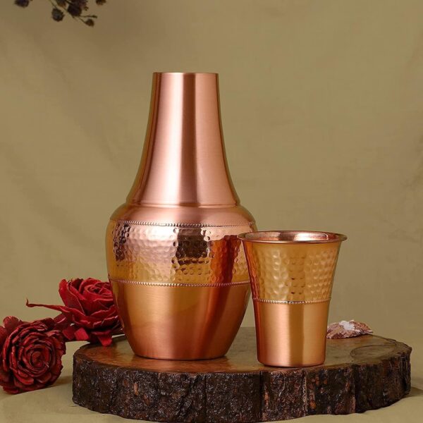 Handmade Pure Copper Water Jug Pitcher Set | Ayurveda Drinkware